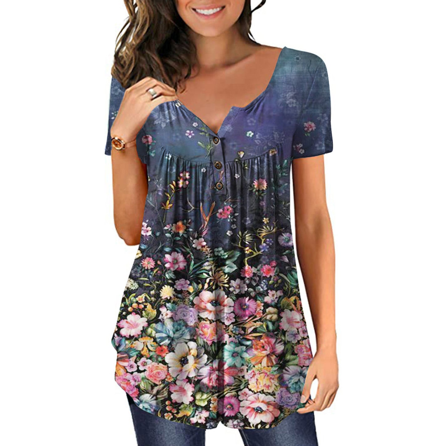 👚 Haut Dégradé Grande Taille Femme – Col V & Chic Léger | XL-Charmes