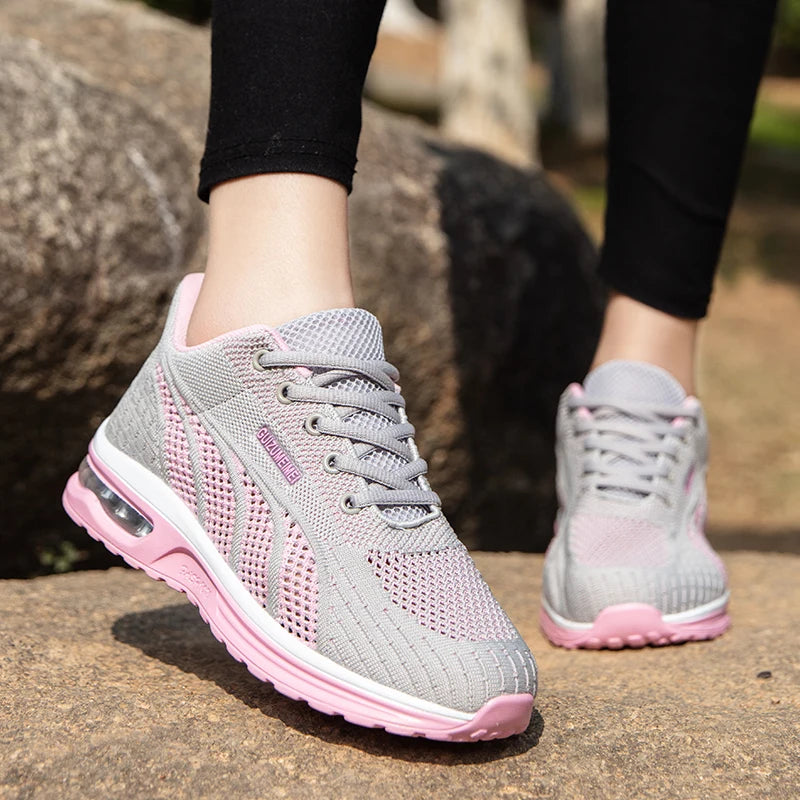 👟 Baskets running femme – Sneakers respirantes à lacets.