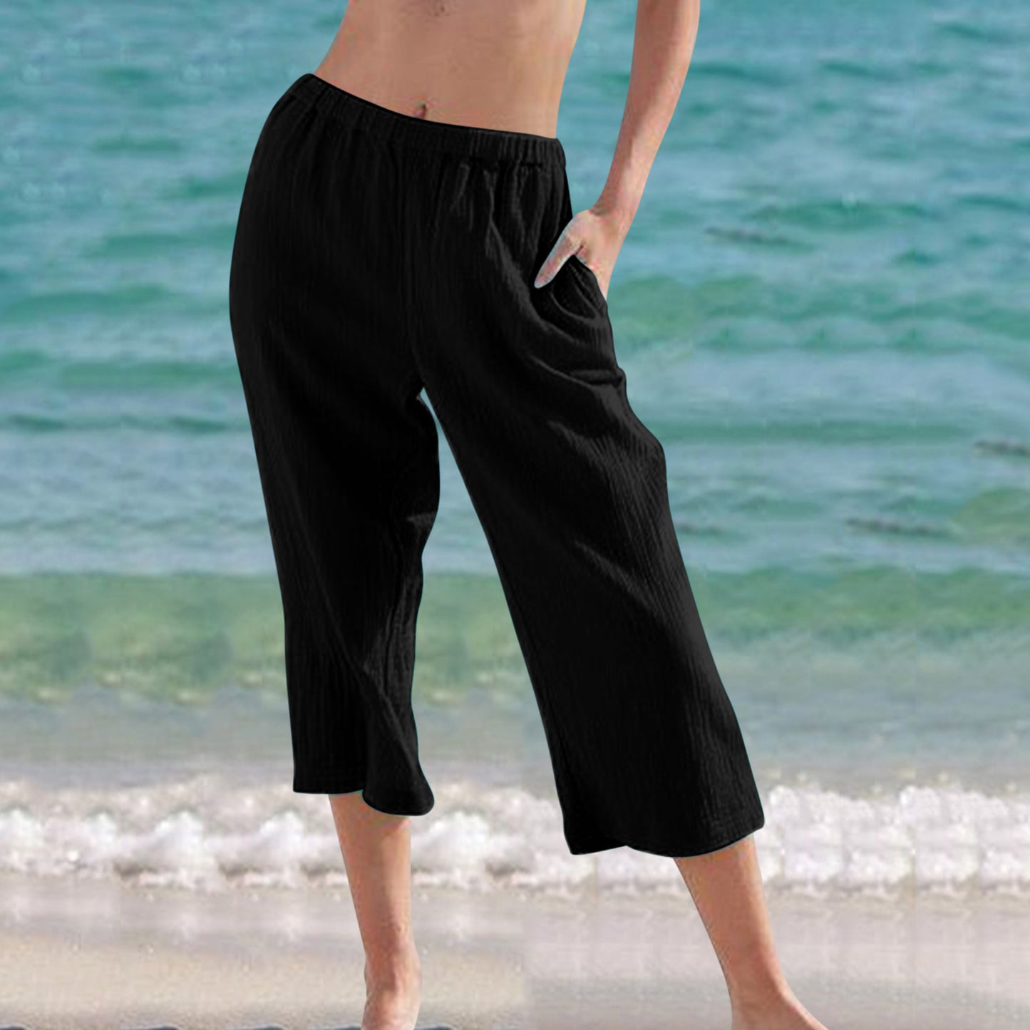 👖 Pantalon Court Femme Grande Taille – Uni & Confort Été | XL-Charmes