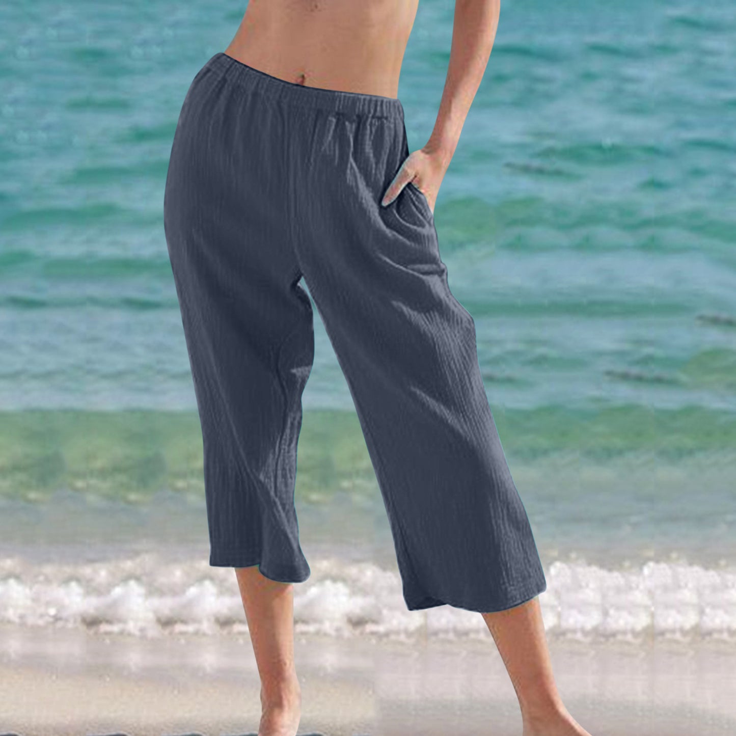 👖 Pantalon Court Femme Grande Taille – Uni & Confort Été | XL-Charmes