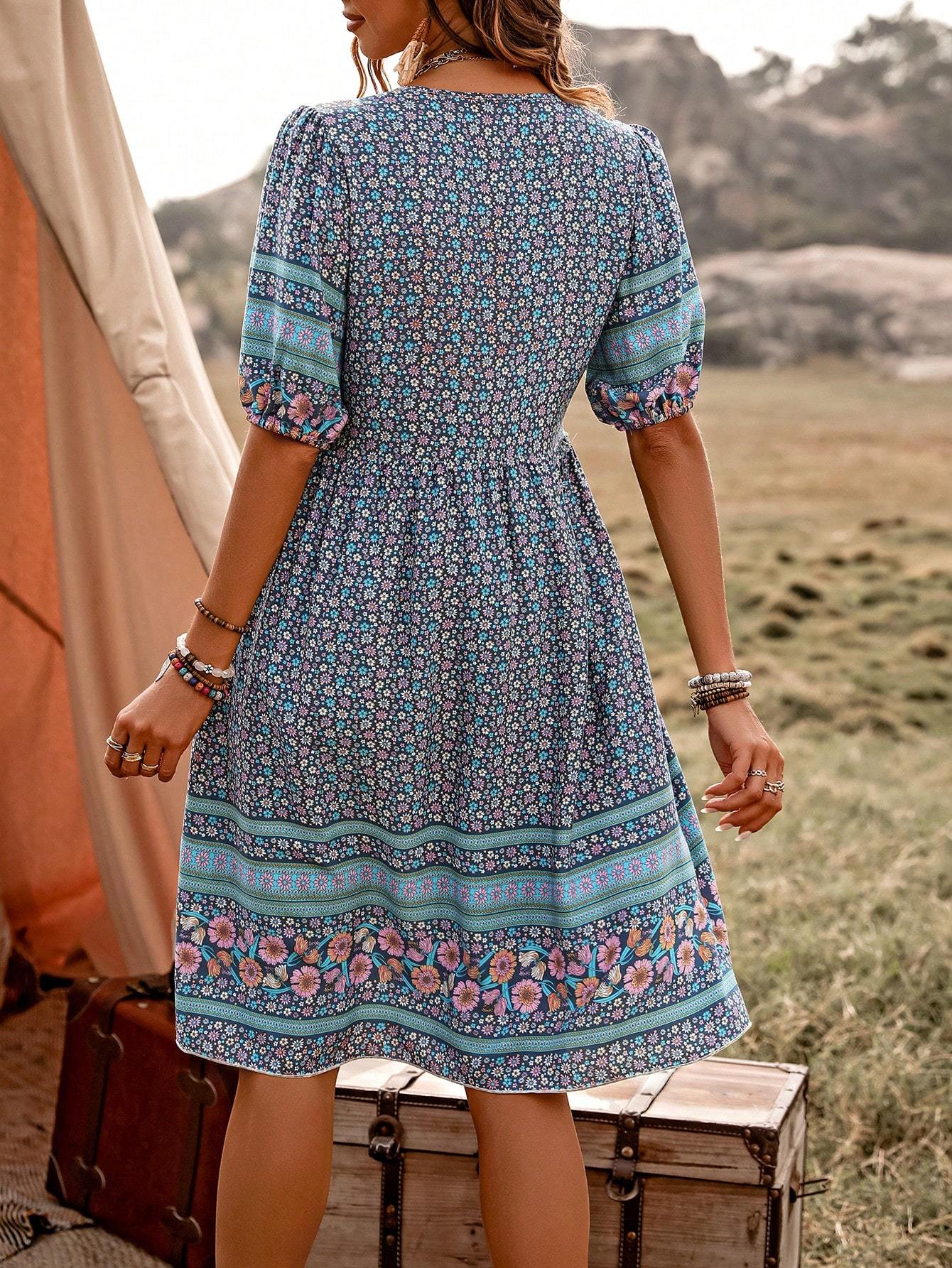 👗 Robe de Plage Imprimée Femme – Boutonnée & Décontractée | XL-Charmes